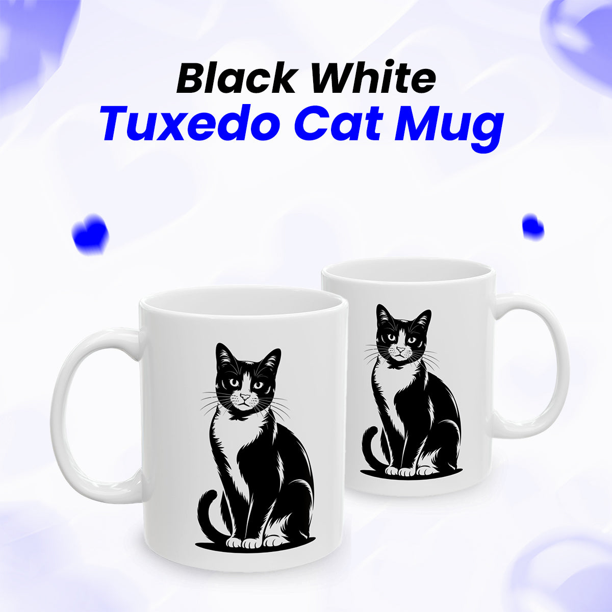 Black White Tuxedo Cat Mug – Cat Coffee Cup for Cat Lovers – Cute and Funny Gift for Cat Moms, Friends, and Coworkers