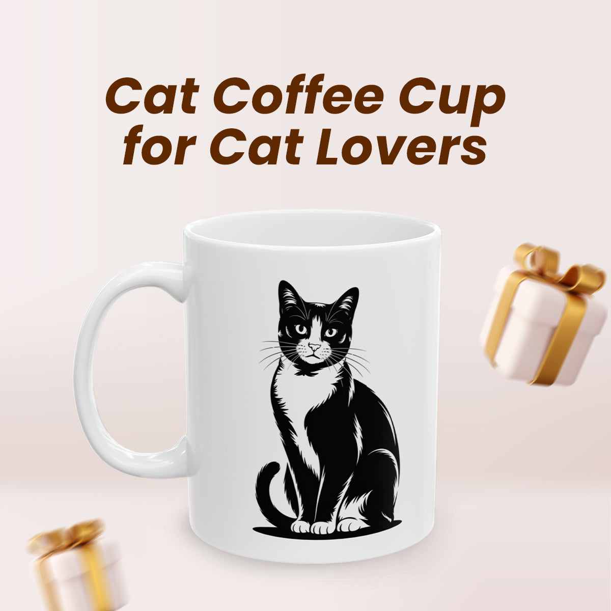 Black White Tuxedo Cat Mug – Cat Coffee Cup for Cat Lovers – Cute and Funny Gift for Cat Moms, Friends, and Coworkers