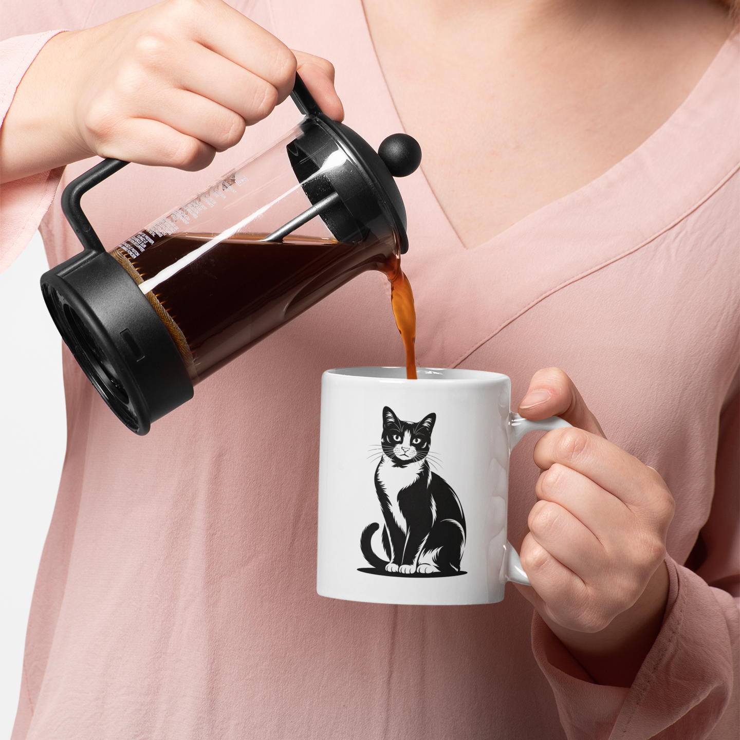 Black White Tuxedo Cat Mug – Cat Coffee Cup for Cat Lovers – Cute and Funny Gift for Cat Moms, Friends, and Coworkers