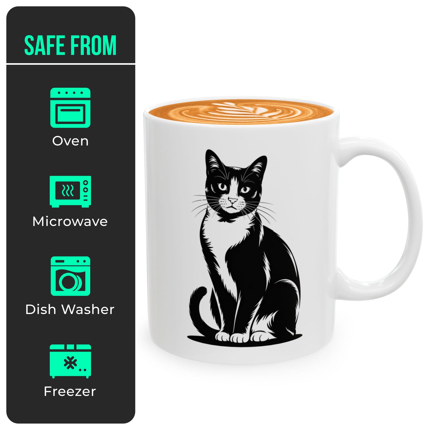 Black White Tuxedo Cat Mug – Cat Coffee Cup for Cat Lovers – Cute and Funny Gift for Cat Moms, Friends, and Coworkers