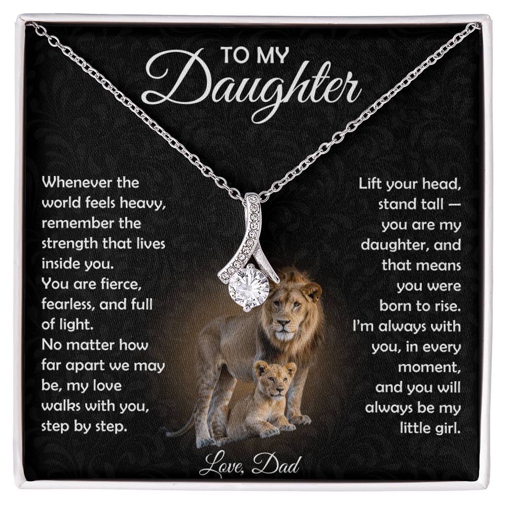 To My Daughter Necklace From Dad | The "Proud Of You" Lion Love Knot