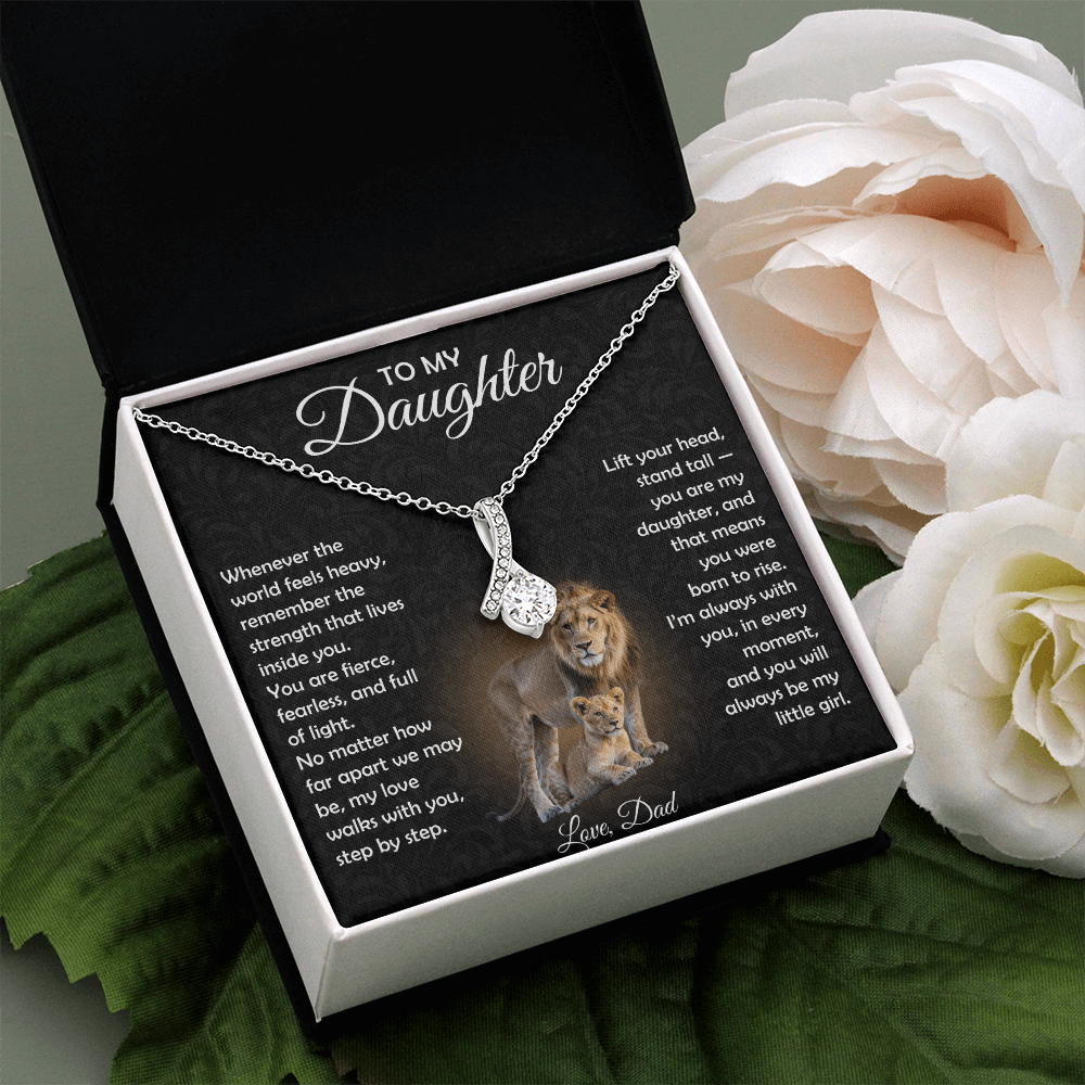 To My Daughter Necklace From Dad | The "Proud Of You" Lion Love Knot