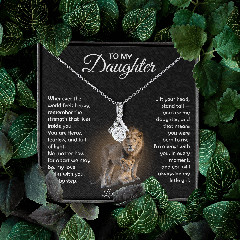 To My Daughter Necklace From Dad | The "Proud Of You" Lion Love Knot