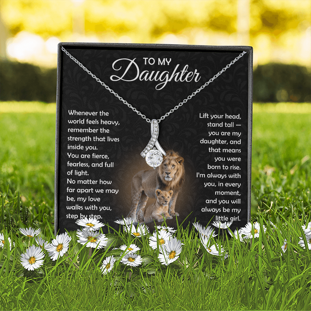 To My Daughter Necklace From Dad | The "Proud Of You" Lion Love Knot