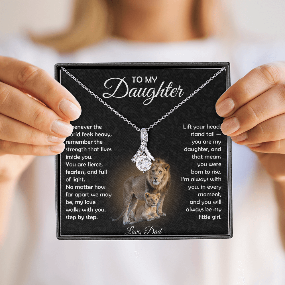 To My Daughter Necklace From Dad | The "Proud Of You" Lion Love Knot