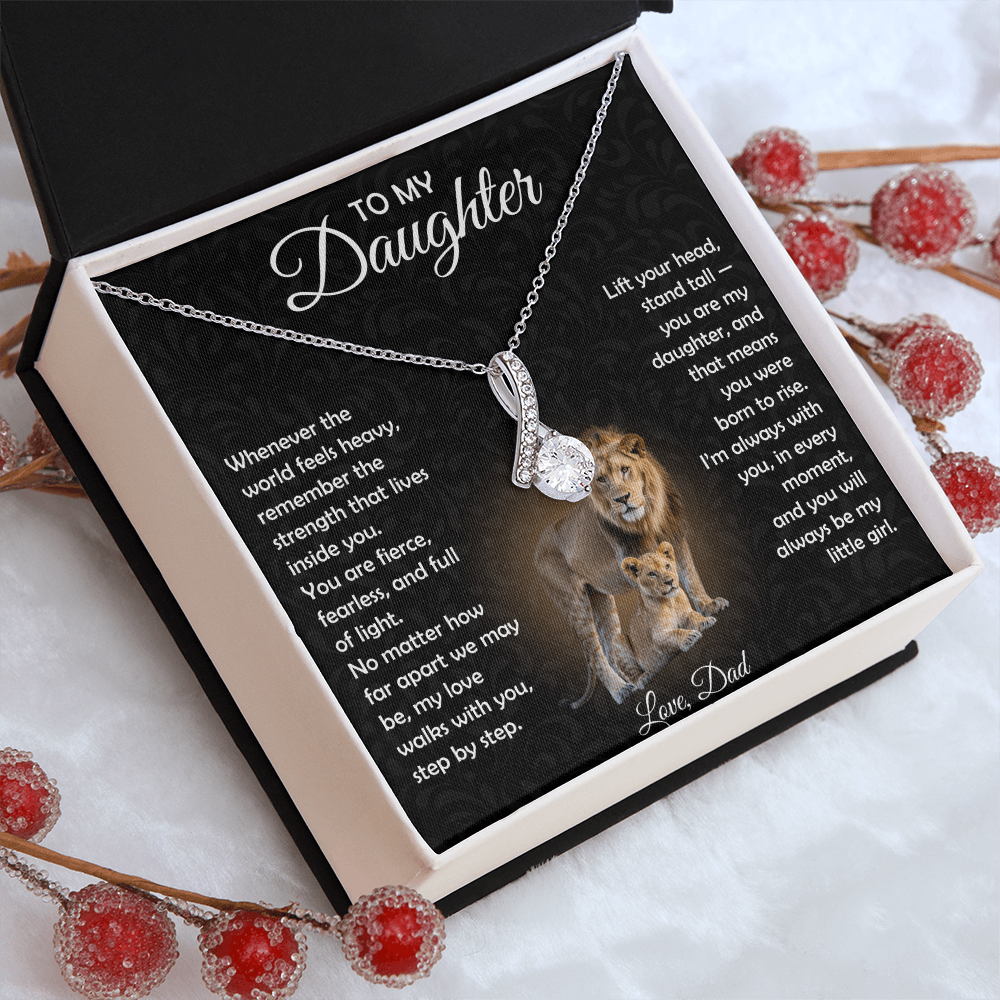 To My Daughter Necklace From Dad | The "Proud Of You" Lion Love Knot