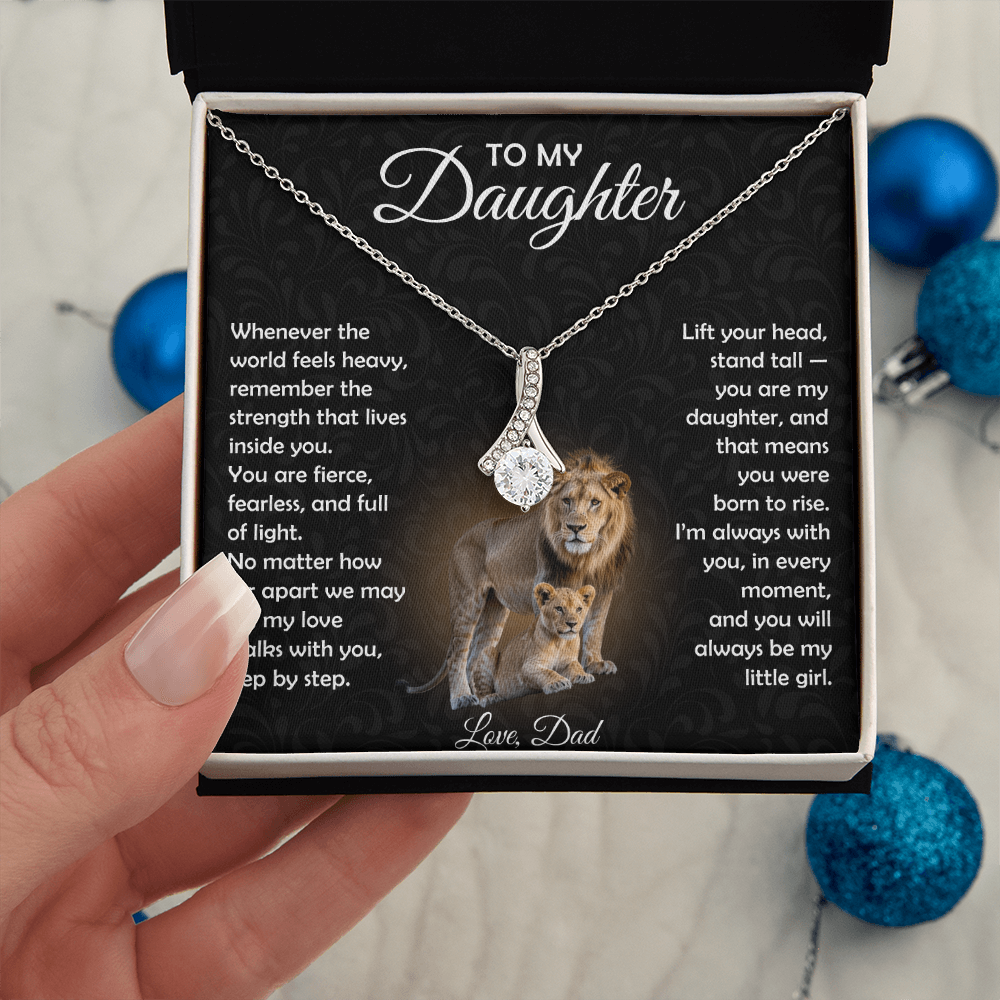 To My Daughter Necklace From Dad | The "Proud Of You" Lion Love Knot