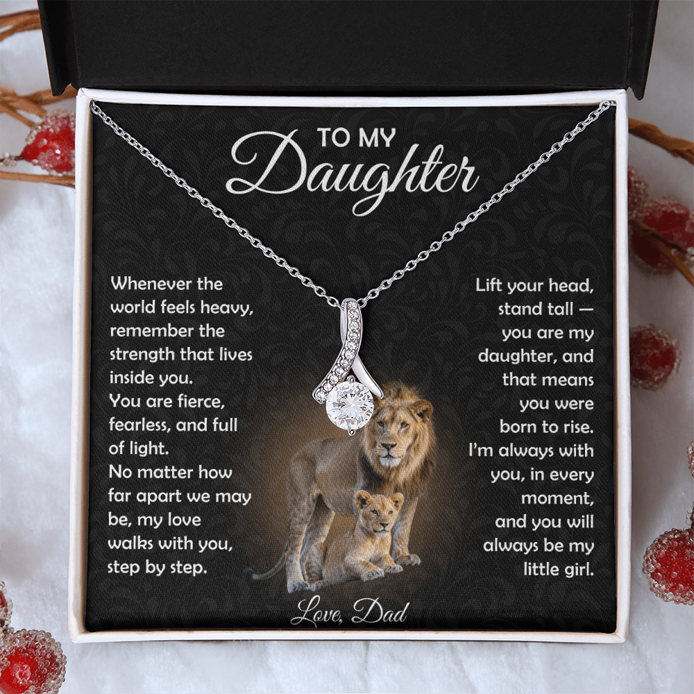 To My Daughter Necklace From Dad | The "Proud Of You" Lion Love Knot