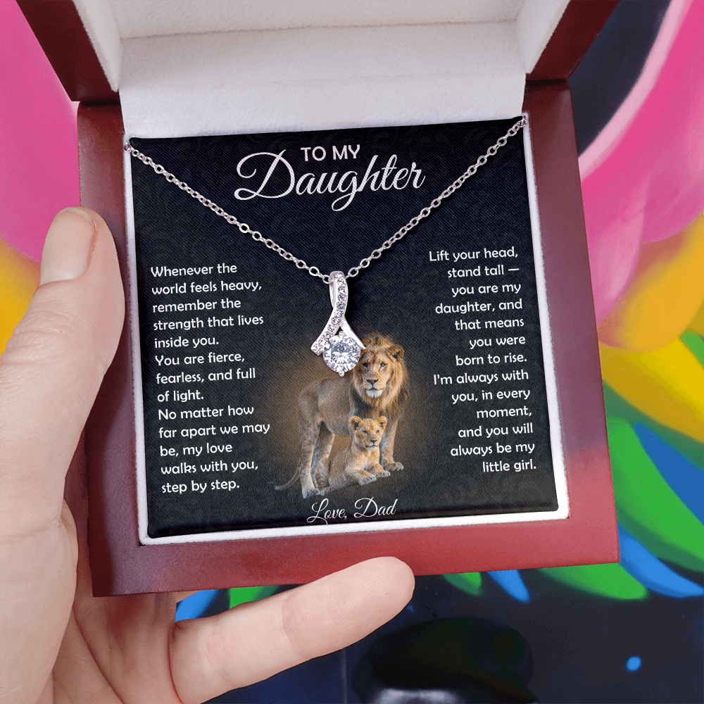 To My Daughter Necklace From Dad | The "Proud Of You" Lion Love Knot