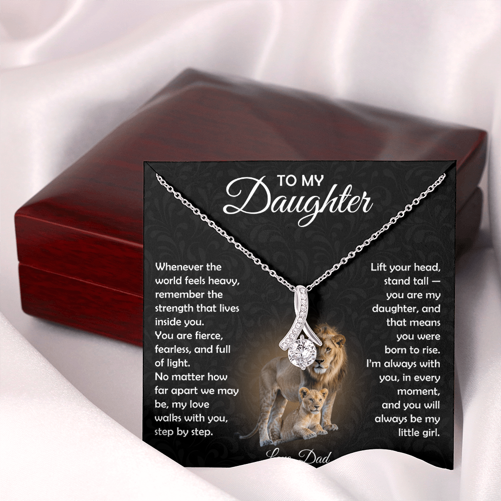 To My Daughter Necklace From Dad | The "Proud Of You" Lion Love Knot
