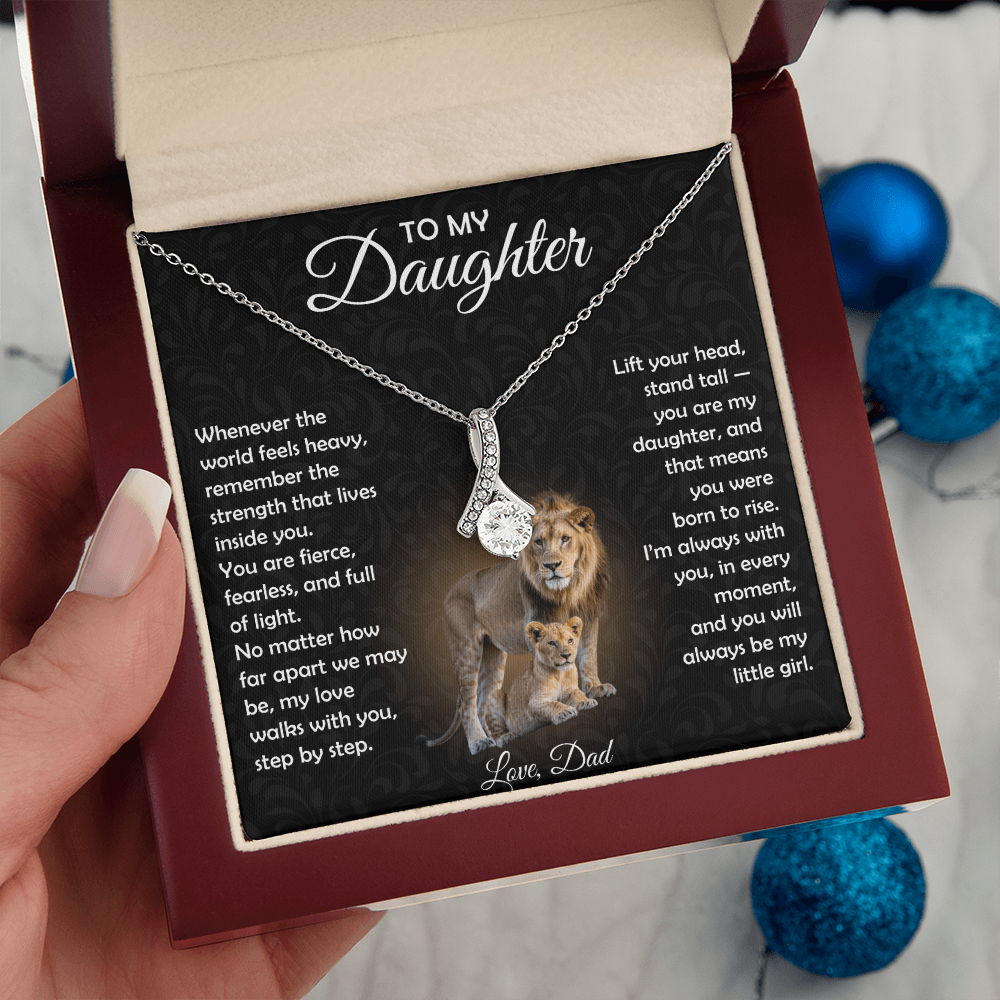 To My Daughter Necklace From Dad | The "Proud Of You" Lion Love Knot