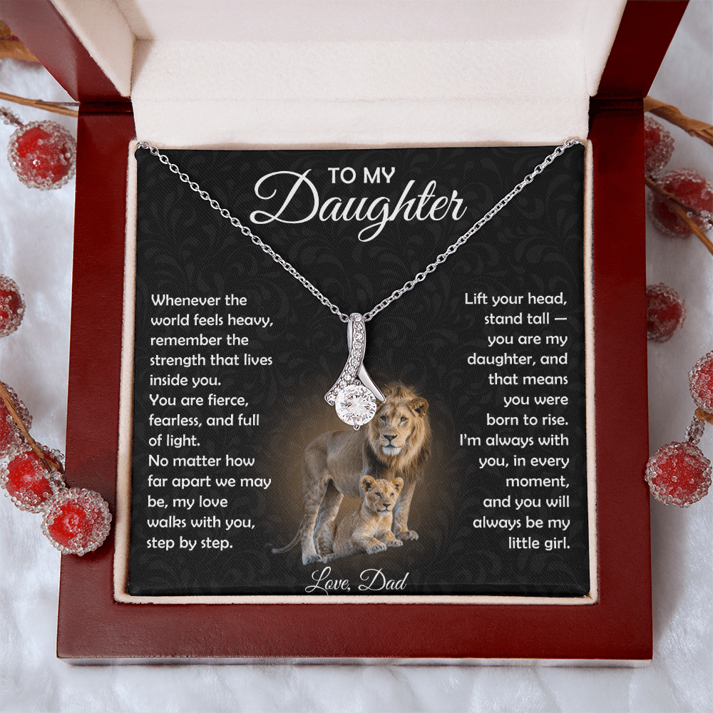 To My Daughter Necklace From Dad | The "Proud Of You" Lion Love Knot
