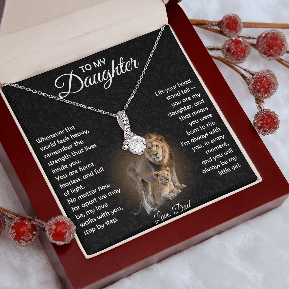 To My Daughter Necklace From Dad | The "Proud Of You" Lion Love Knot